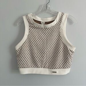 River Island White and Nude Textured Crop Top